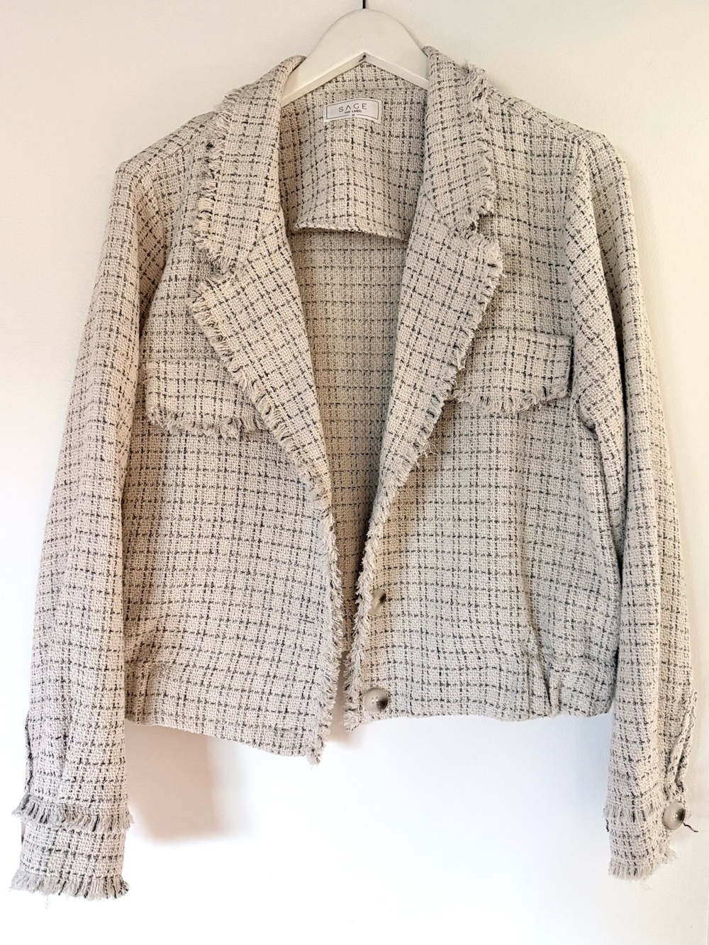 Sage the Label Plaid Fringed Jacket